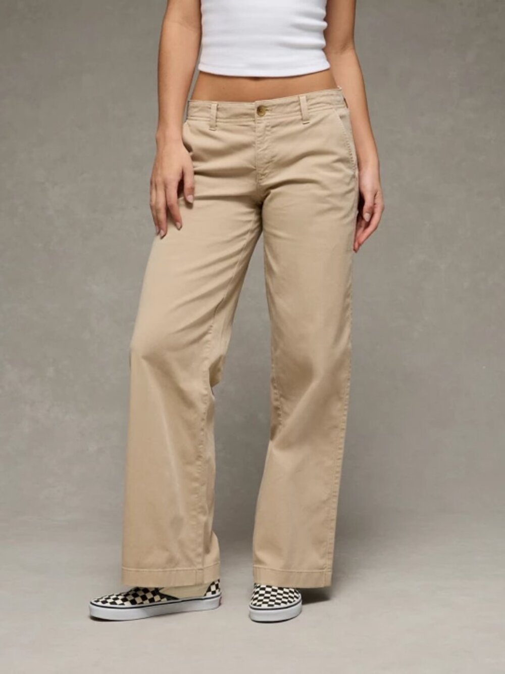 AE Low-Rise Wide-Leg Khaki Pant - Size 8